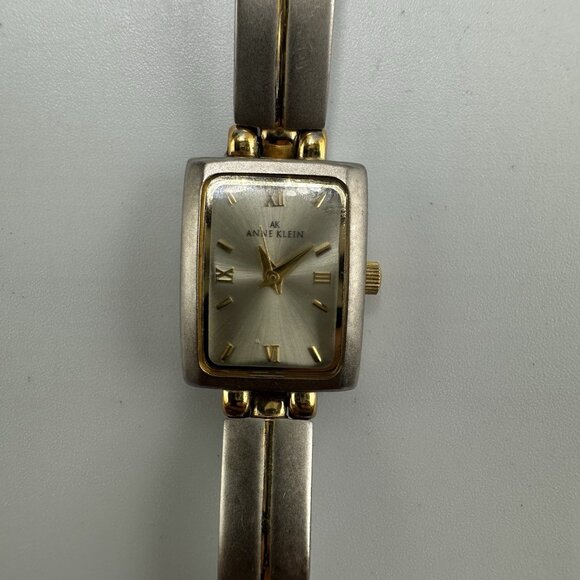 3/$30 Anne Klein Watch Women Silver Gold Matte Finish Rectangle Dial  7" - Picture 2 of 15